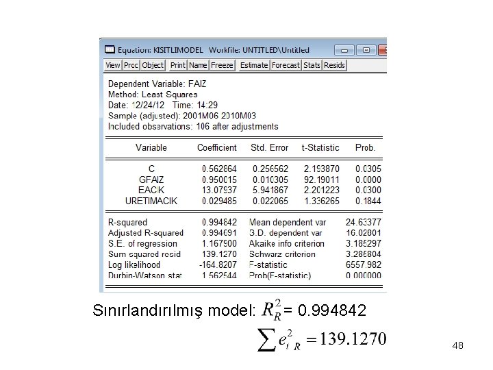 Sınırlandırılmış model: = 0. 994842 48 