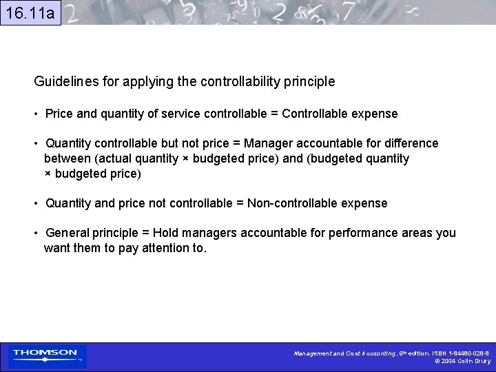 16. 11 a Guidelines for applying the controllability principle • Price and quantity of