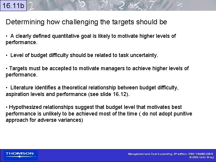 16. 11 b Determining how challenging the targets should be • A clearly defined
