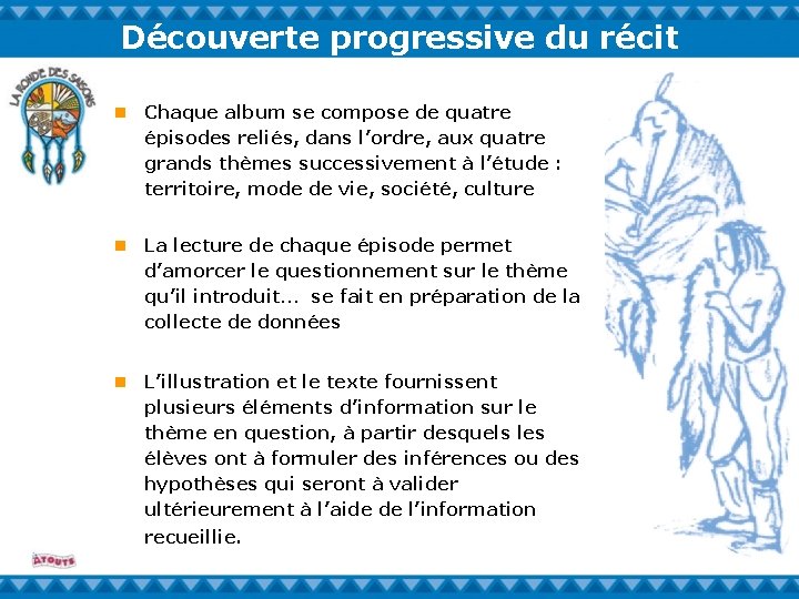 Découverte progressive du récit n Chaque album se compose de quatre épisodes reliés, dans