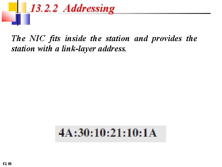 13. 2. 2 Addressing The NIC fits inside the station and provides the station