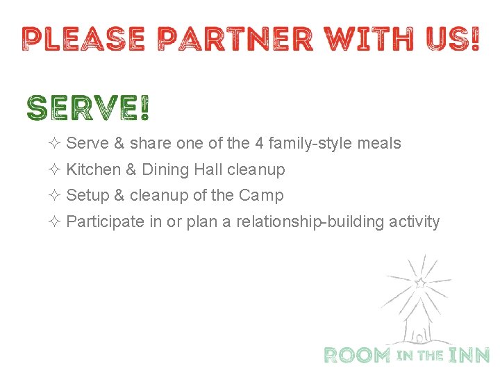 ² Serve & share one of the 4 family-style meals ² Kitchen & Dining