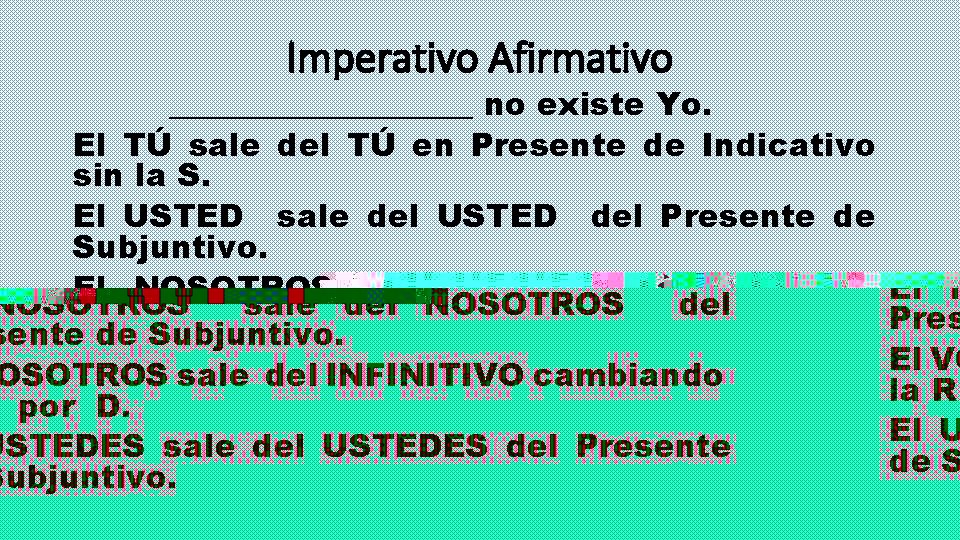 Imperativo Afirmativo __________ no existe Yo. El TÚ sale del TÚ en Presente de