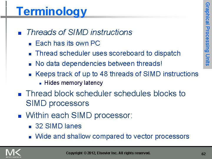 n Threads of SIMD instructions n n Each has its own PC Thread scheduler n Threads of SIMD instructions n n Each has its own PC Thread scheduler
