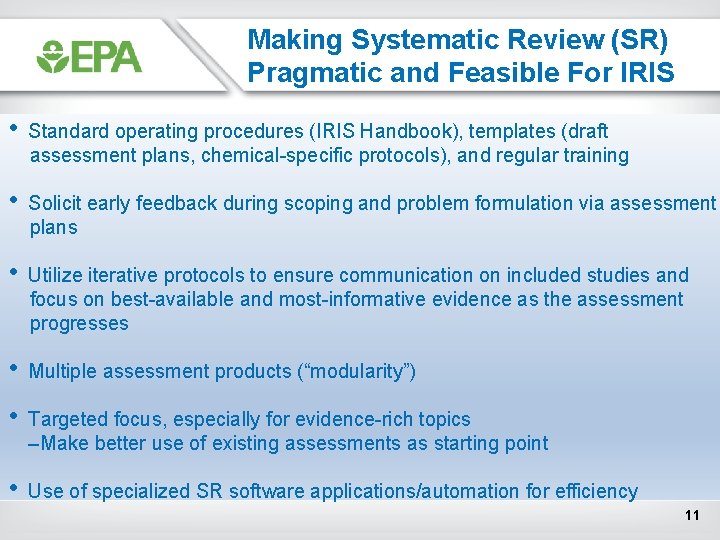 Making Systematic Review (SR) Pragmatic and Feasible For IRIS • Standard operating procedures (IRIS Making Systematic Review (SR) Pragmatic and Feasible For IRIS • Standard operating procedures (IRIS