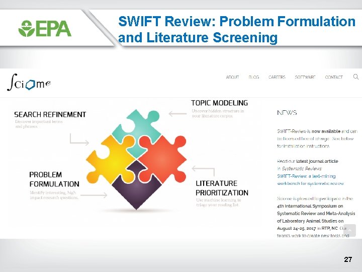 SWIFT Review: Problem Formulation and Literature Screening 27 SWIFT Review: Problem Formulation and Literature Screening 27