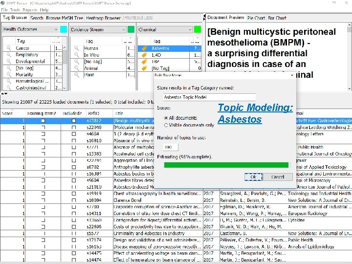 Topic Modeling: Asbestos 45 Topic Modeling: Asbestos 45