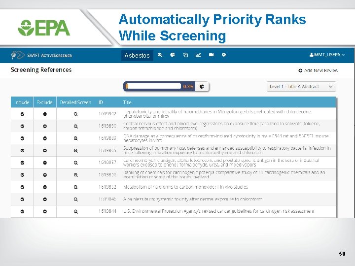 Automatically Priority Ranks While Screening Asbestos 50 Automatically Priority Ranks While Screening Asbestos 50