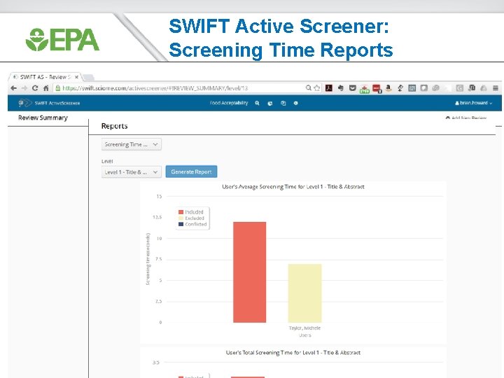 SWIFT Active Screener: Screening Time Reports 56 SWIFT Active Screener: Screening Time Reports 56