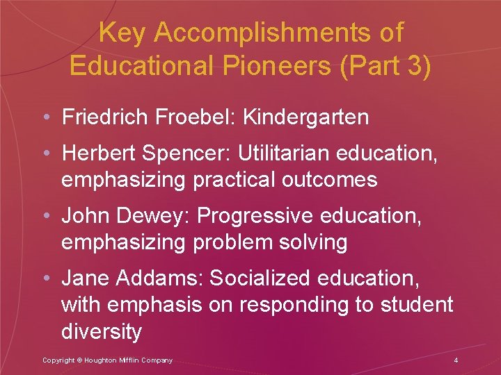 Key Accomplishments of Educational Pioneers (Part 3) • Friedrich Froebel: Kindergarten • Herbert Spencer: Key Accomplishments of Educational Pioneers (Part 3) • Friedrich Froebel: Kindergarten • Herbert Spencer: