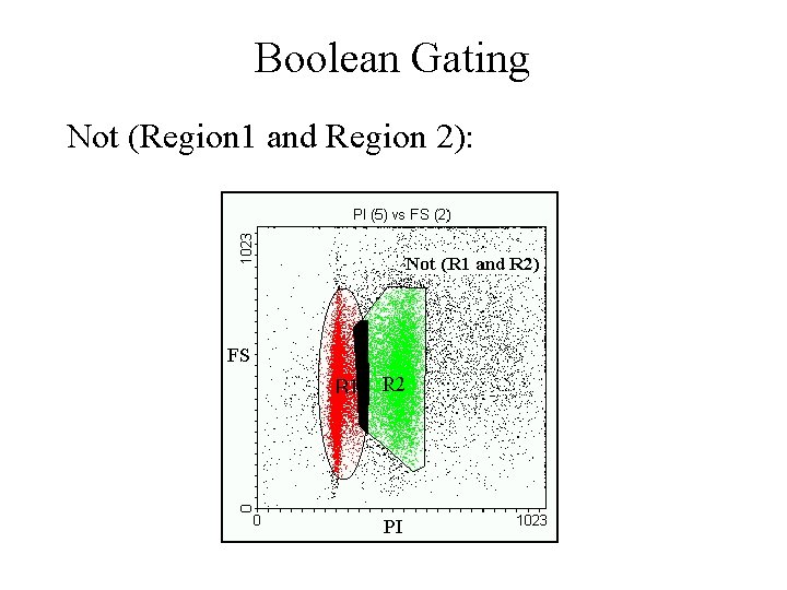 Boolean Gating Not (Region 1 and Region 2): Boolean Gating Not (Region 1 and Region 2):