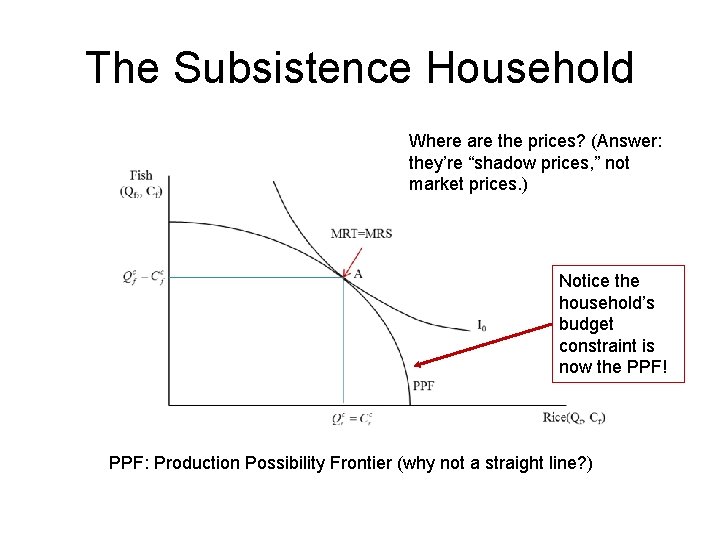 The Subsistence Household Where are the prices? (Answer: they’re “shadow prices, ” not market