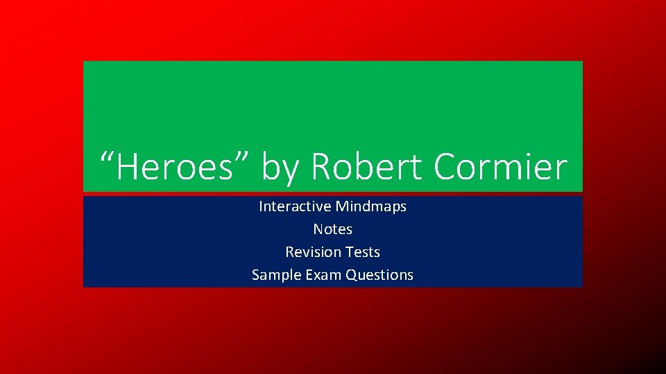 “Heroes” by Robert Cormier Interactive Mindmaps Notes Revision Tests Sample Exam Questions 