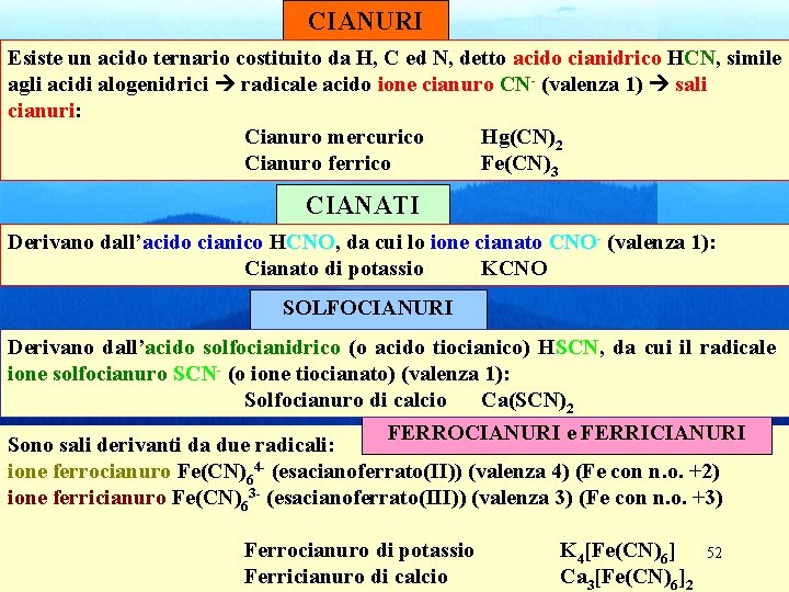 CIANURI Esiste un acido ternario costituito da H, C ed N, detto acido cianidrico