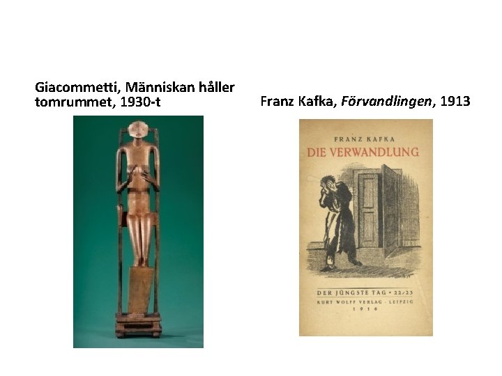Giacommetti, Människan håller tomrummet, 1930 -t Franz Kafka, Förvandlingen, 1913 