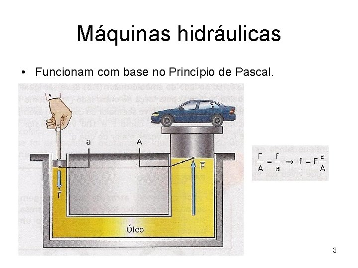 Máquinas hidráulicas • Funcionam com base no Princípio de Pascal. 3 