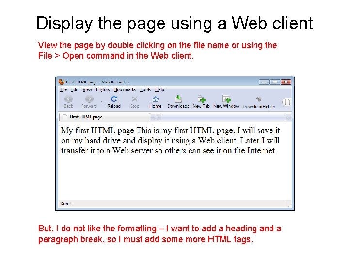 Display the page using a Web client View the page by double clicking on