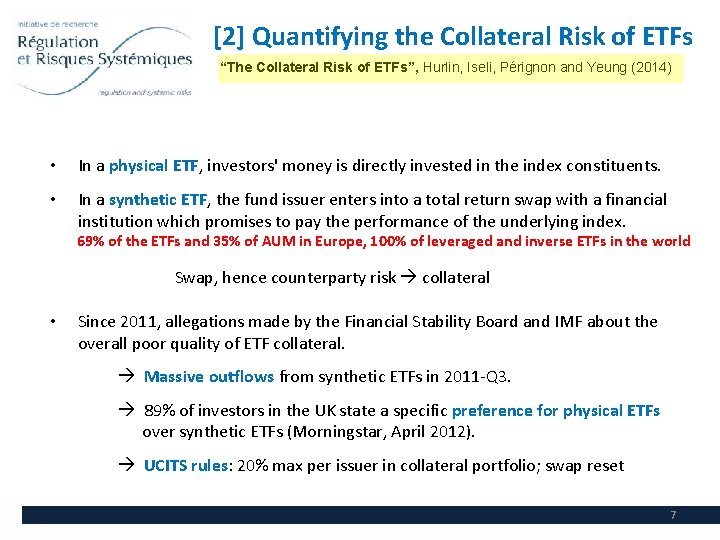 [2] Quantifying the Collateral Risk of ETFs “The Collateral Risk of ETFs”, Hurlin, Iseli,