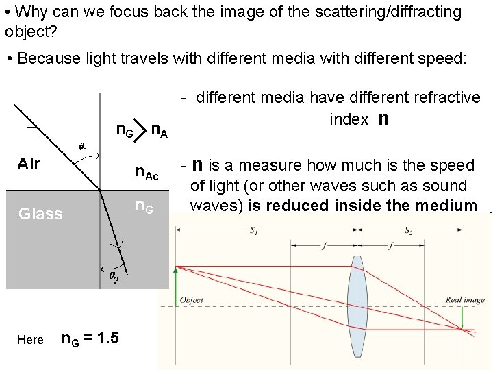  • Why can we focus back the image of the scattering/diffracting object? •