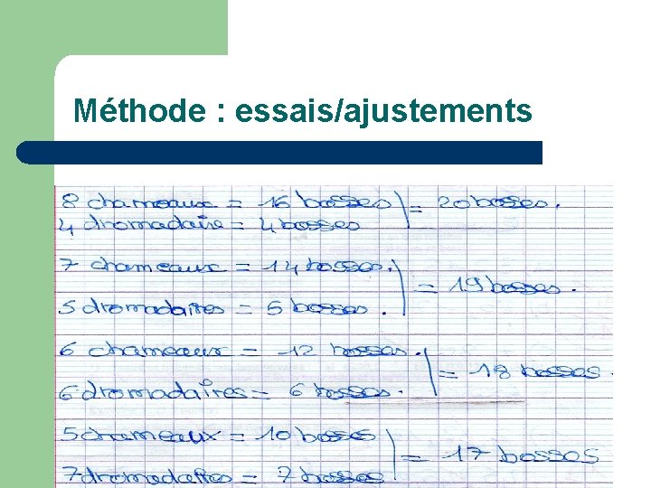  Méthode : essais/ajustements 