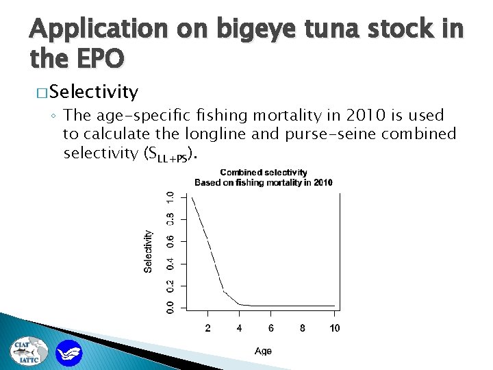 Application on bigeye tuna stock in the EPO � Selectivity ◦ The age-specific fishing