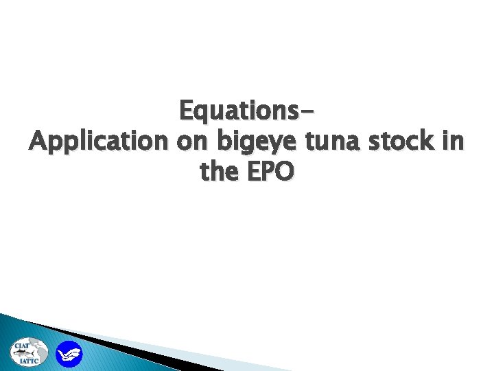 Equations. Application on bigeye tuna stock in the EPO 