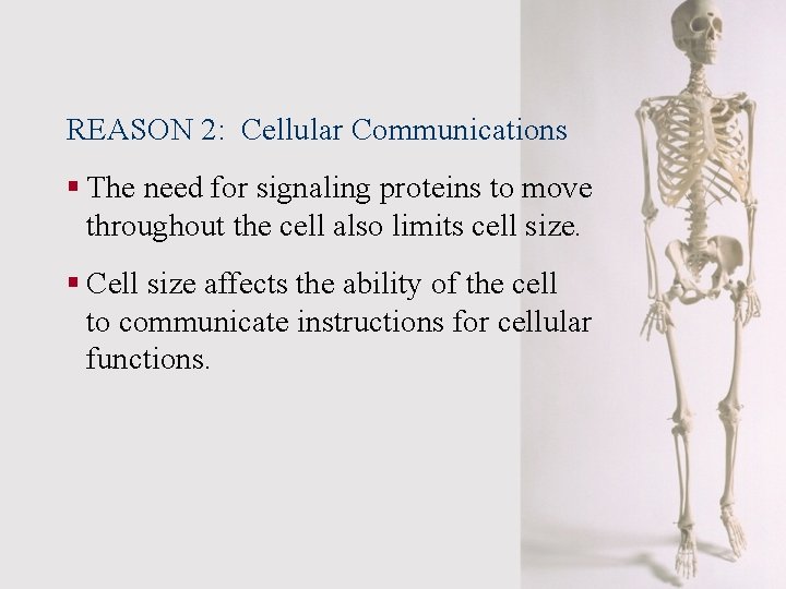 REASON 2: Cellular Communications § The need for signaling proteins to move throughout the