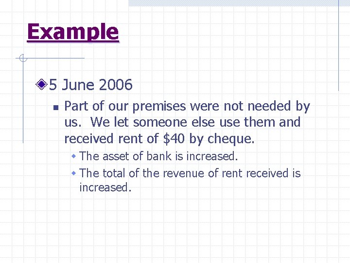 Example 5 June 2006 n Part of our premises were not needed by us.
