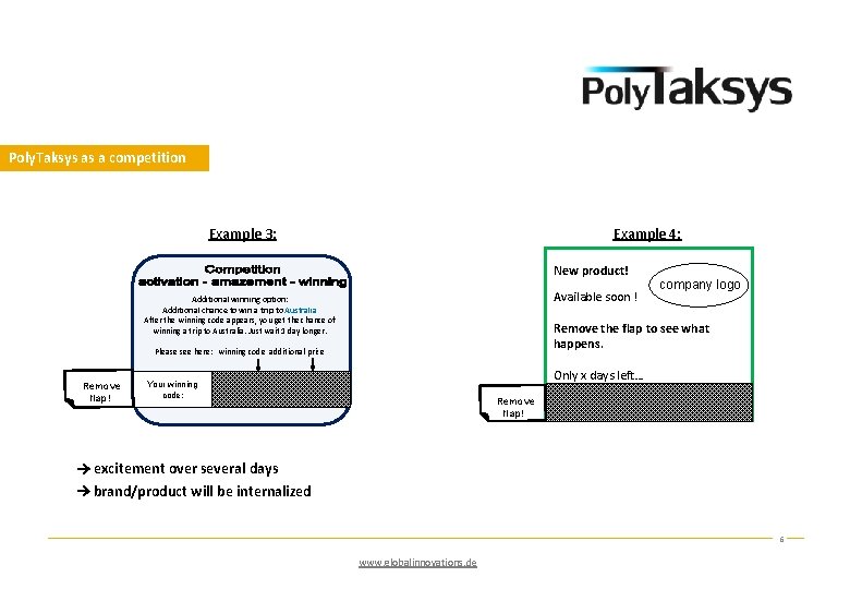 Poly. Taksys as a competition Example 3: Example 4: New product! Available soon !