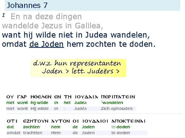 Johannes 7 En na deze dingen wandelde Jezus in Galilea, want hij wilde niet