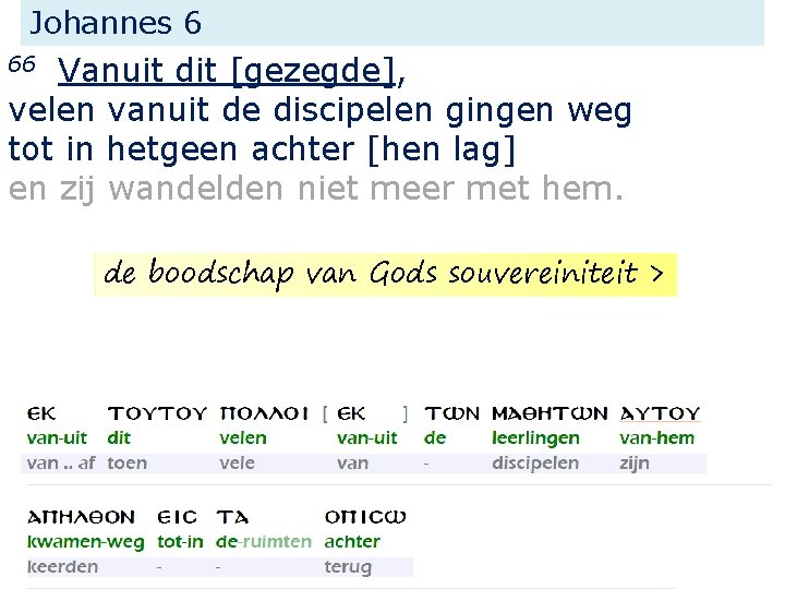 Johannes 6 Vanuit dit [gezegde], velen vanuit de discipelen gingen weg tot in hetgeen