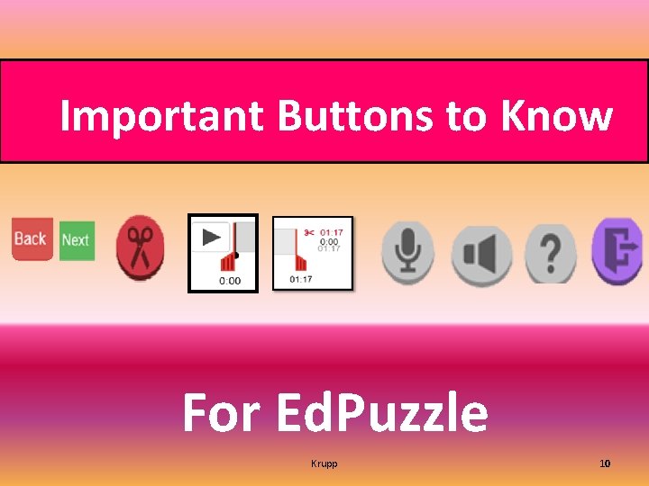 Important Buttons to Know For Ed. Puzzle Krupp 10 