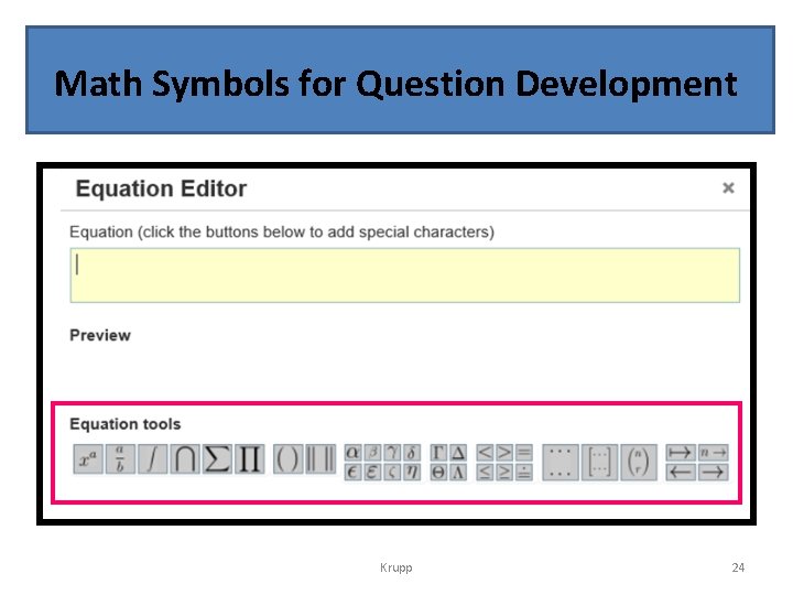 Math Symbols for Question Development Krupp 24 