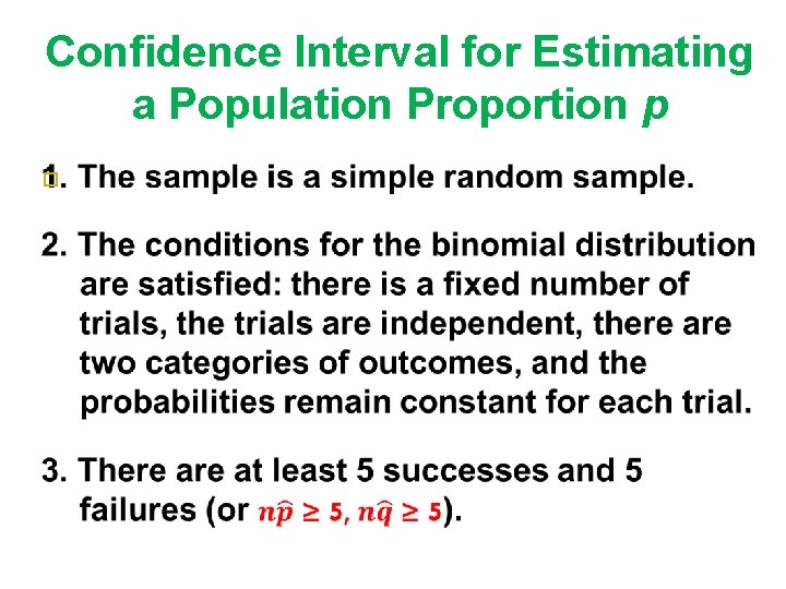 Confidence Interval for Estimating a Population Proportion p 