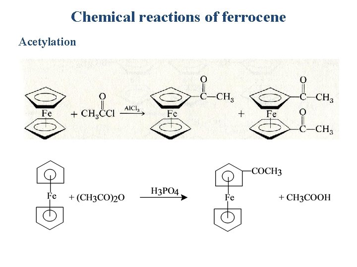 Chemical reactions of ferrocene Acetylation 