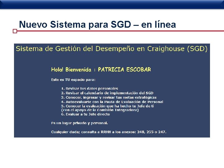 Nuevo Sistema para SGD – en línea 