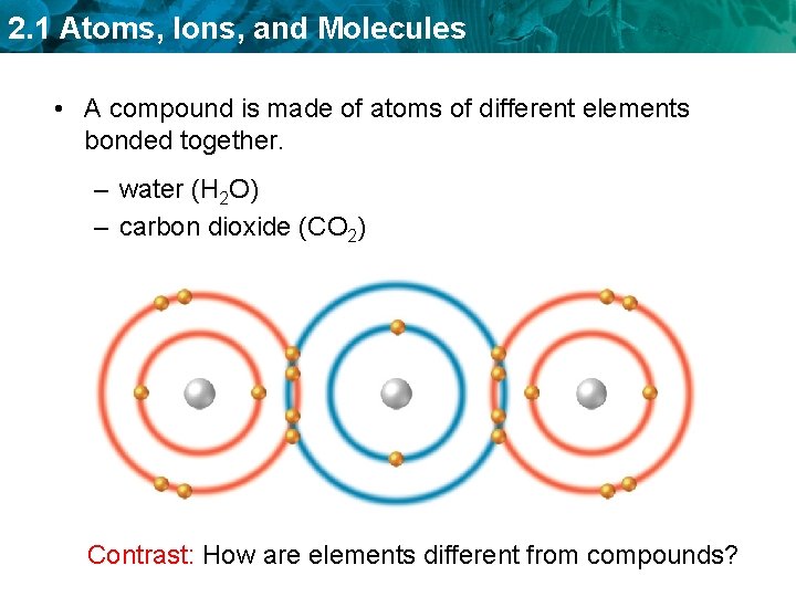 2. 1 Atoms, Ions, and Molecules • A compound is made of atoms of