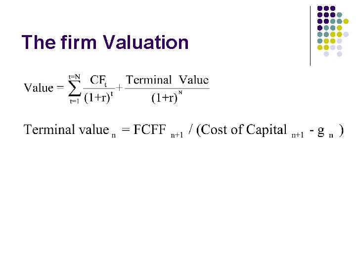 The firm Valuation 