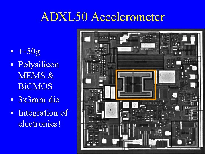 ADXL 50 Accelerometer • +-50 g • Polysilicon MEMS & Bi. CMOS • 3