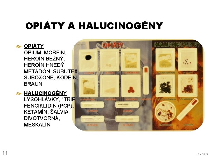 OPIÁTY A HALUCINOGÉNY OPIÁTY ÓPIUM, MORFÍN, HEROÍN BEŽNÝ, HEROÍN HNEDÝ, METADÓN, SUBUTEX, SUBOXONE, KODEÍN,