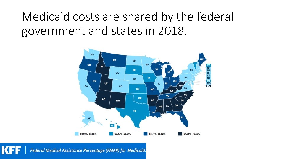 Medicaid costs are shared by the federal government and states in 2018. 