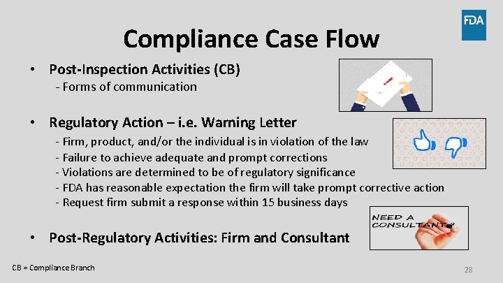 Compliance Case Flow • Post-Inspection Activities (CB) - Forms of communication • Regulatory Action Compliance Case Flow • Post-Inspection Activities (CB) - Forms of communication • Regulatory Action