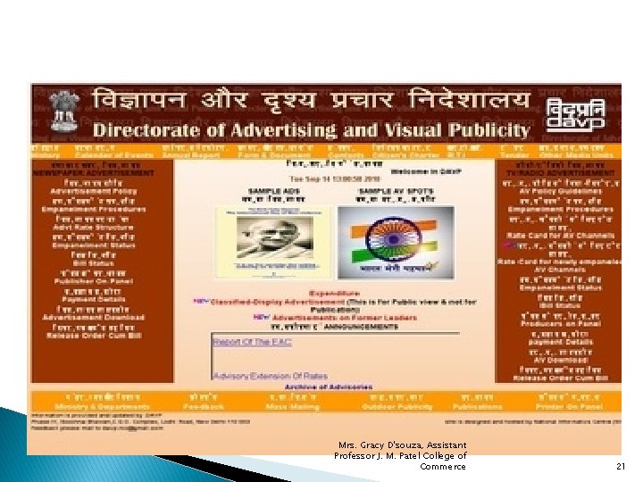 Mrs. Gracy D'souza, Assistant Professor J. M. Patel College of Commerce 21 