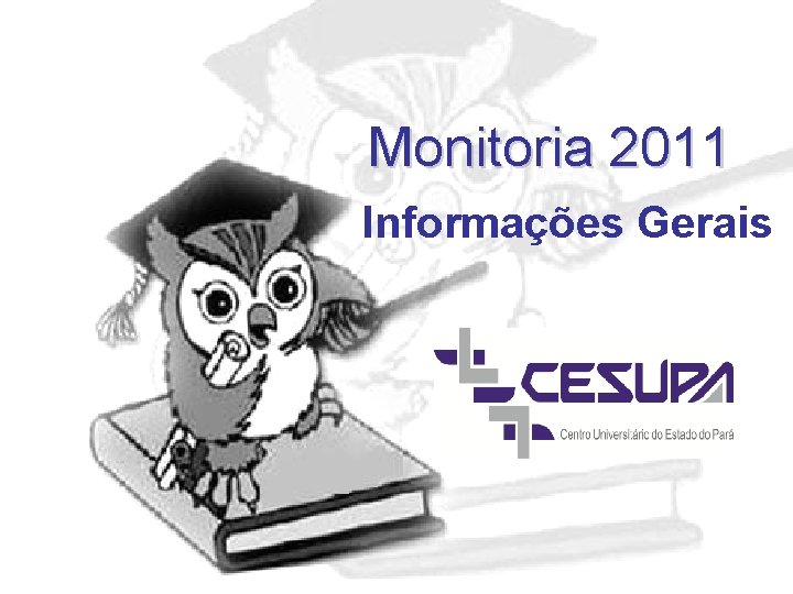 Monitoria 2011 Informações Gerais 