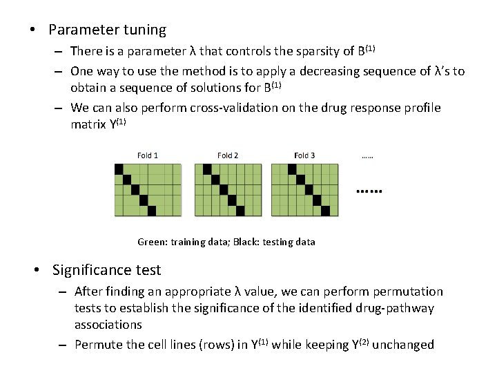  • Parameter tuning – There is a parameter λ that controls the sparsity