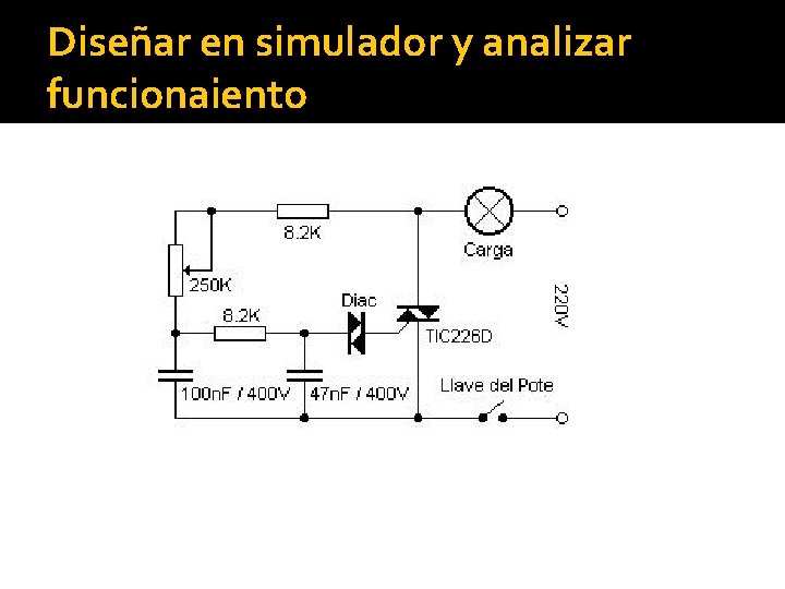 Diseñar en simulador y analizar funcionaiento Diseñar en simulador y analizar funcionaiento