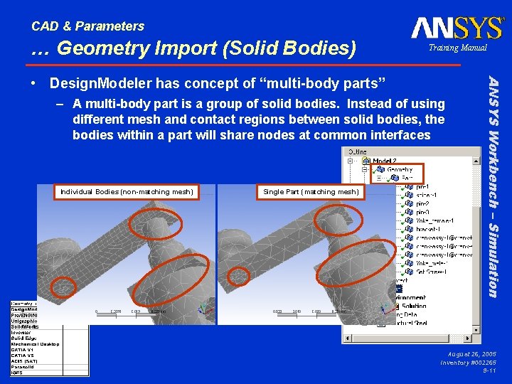 CAD & Parameters … Geometry Import (Solid Bodies) Training Manual – A multi-body part