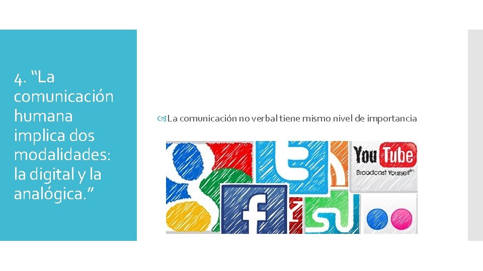 4. “La comunicación humana implica dos modalidades: la digital y la analógica. ” La