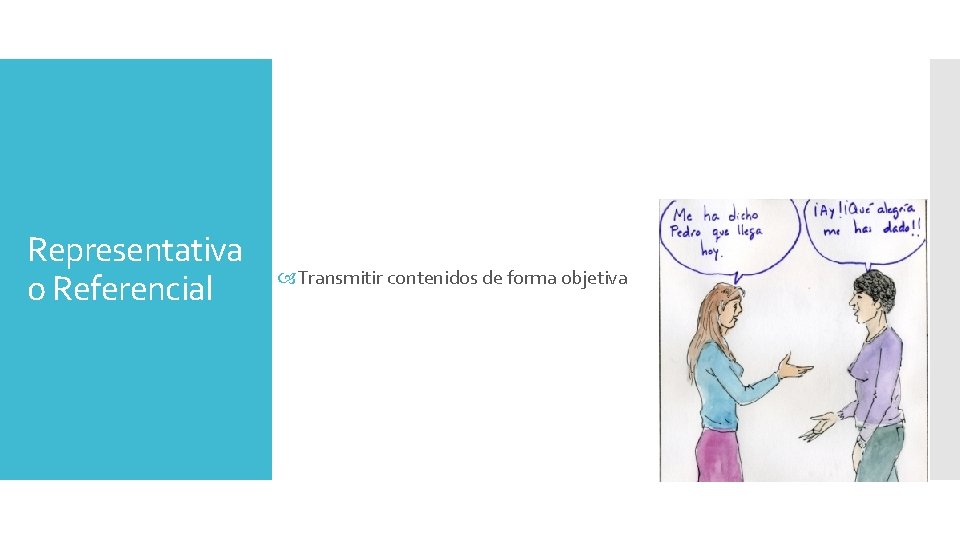 Representativa o Referencial Transmitir contenidos de forma objetiva 