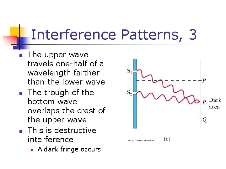 Interference Patterns, 3 n n n The upper wave travels one-half of a wavelength